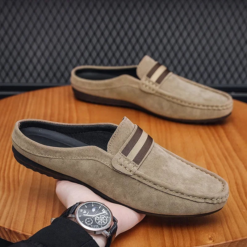 2026 Lefu Shoes Men's Lightweight Bean Shoes Summer One Step Push lazy Breathable Casual Half Support Slippers for men