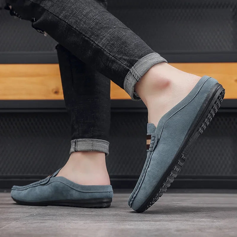 2026 Lefu Shoes Men's Lightweight Bean Shoes Summer One Step Push lazy Breathable Casual Half Support Slippers for men